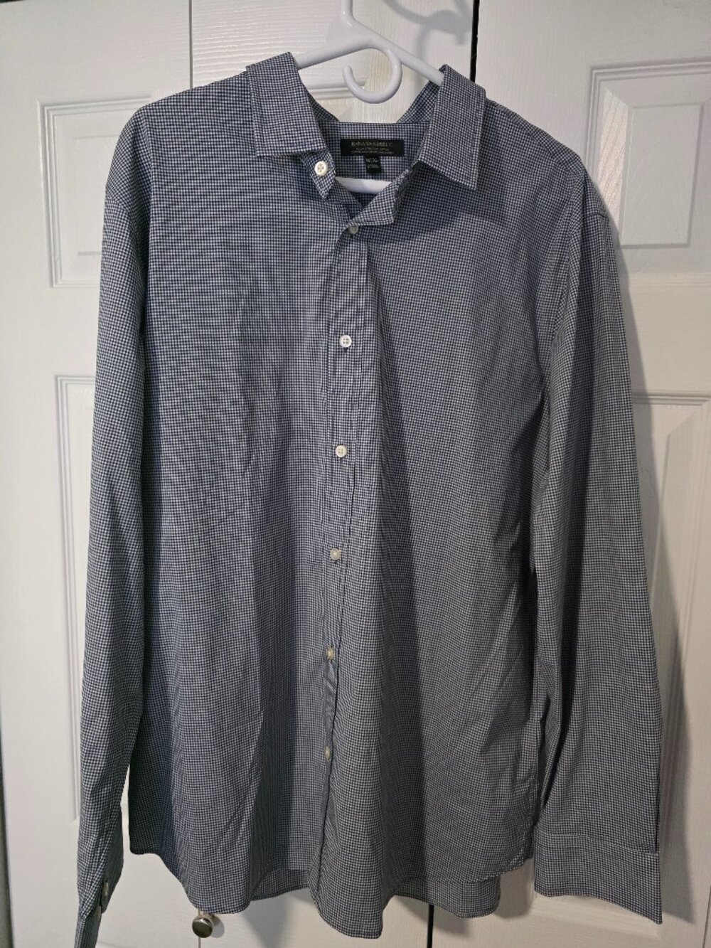Banana Republic Men's XL Slim Fit Tech Stretch Cotton Gingham Button Down
